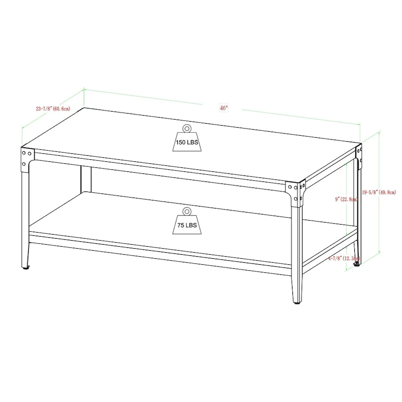 Middlebrook Witten 46-inch Angle Iron Coffee Table