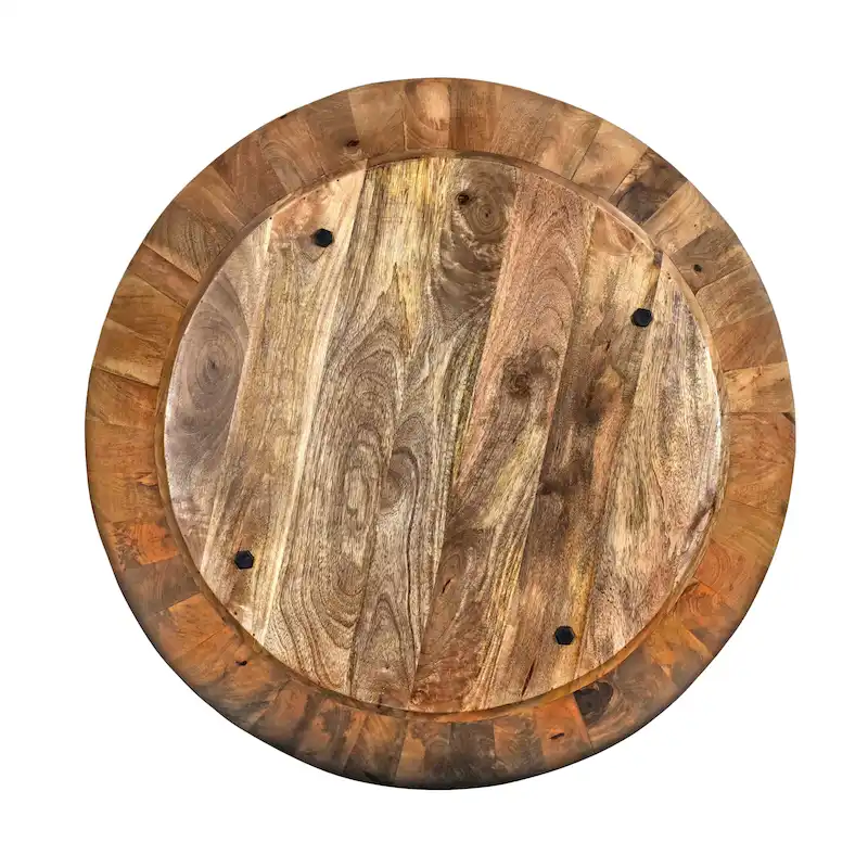 Arthur Mango Wood Coffee Table In Round Shape, Dark Brown