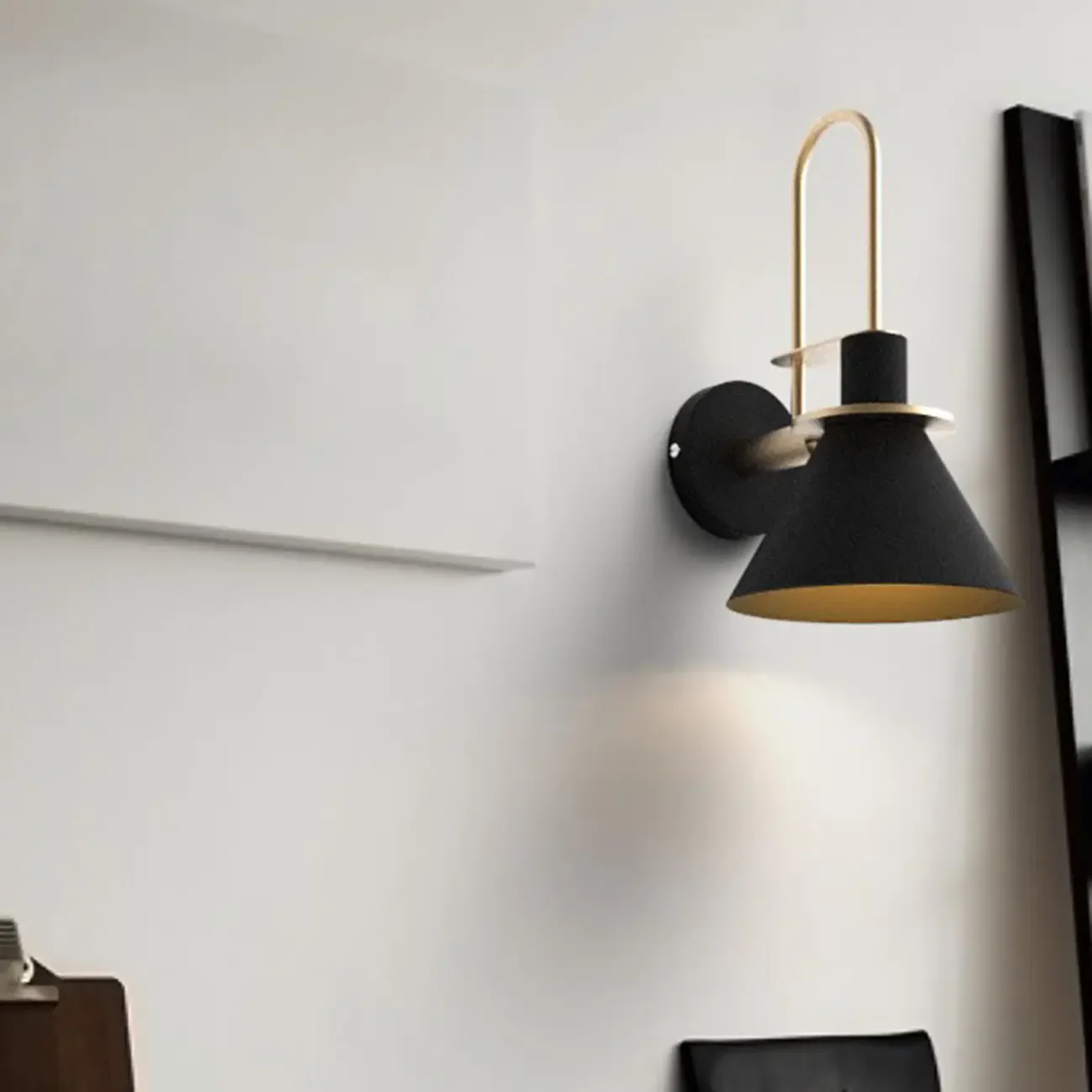 Modern 1-Light Cone Bath Vanity Light with Iron Shade