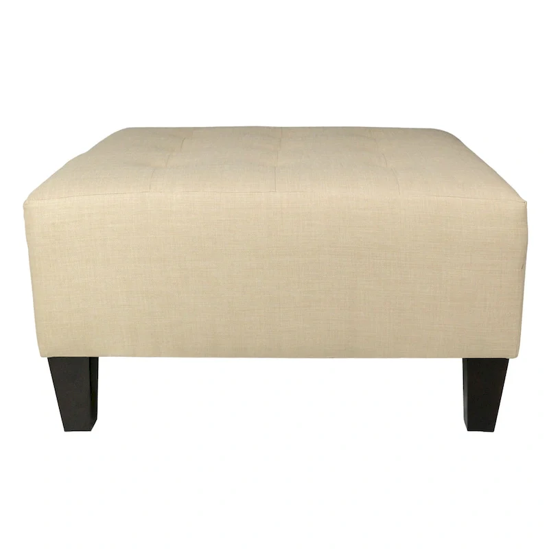 Button Tufted Upholstered Square Ottoman - 34 Inch
