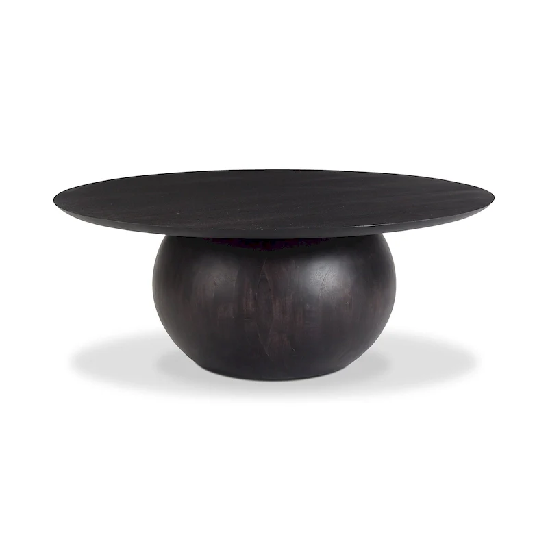 Modern Solid Acacia Wood Round Base Coffee Table