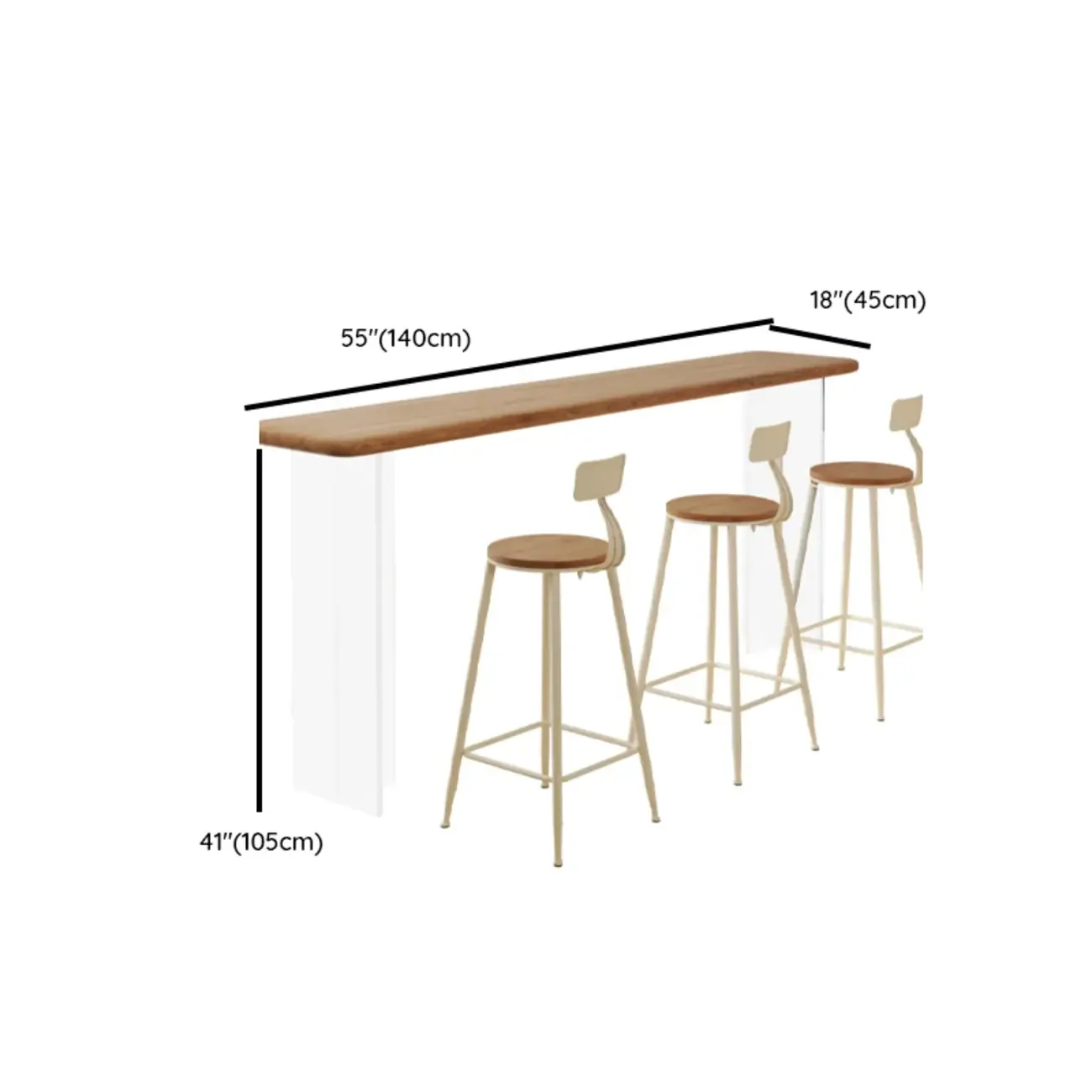 Modern Natural Wood Transparent Twin Pedestal Bar Tables