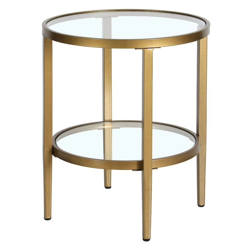 Hera 19.63 Wide Round Side Table with Clear Glass Shelf