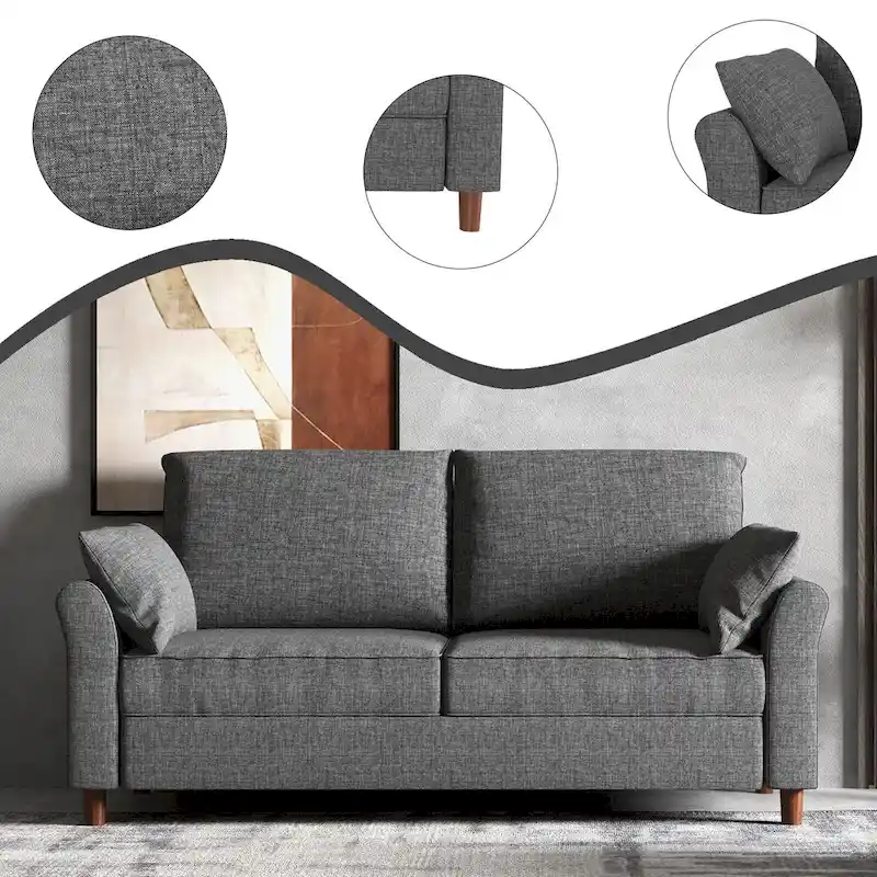 Polyester 3-Seat and 2-Seat Sofa with Cushions