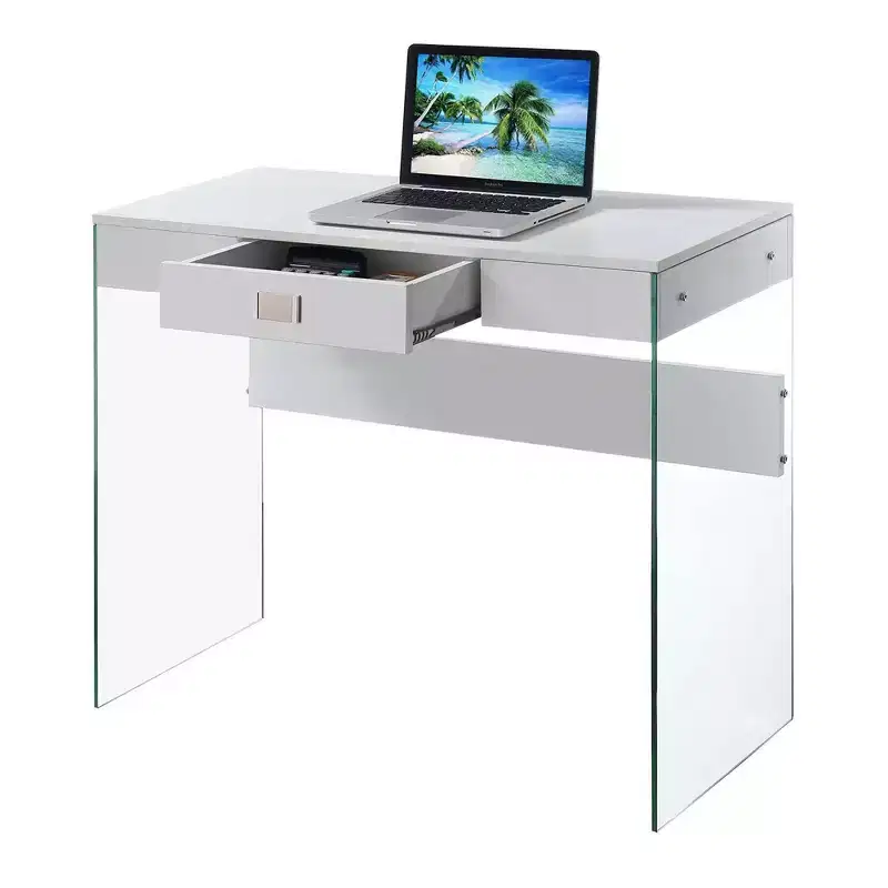 36 Breighton Home Uptown Glass Desk with Drawer