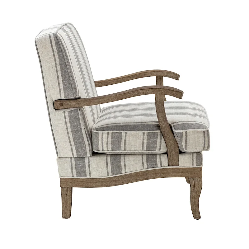 Rinaldo Farmhouse Polyester Armchair with Solid Wood Legs by HULALA HOME