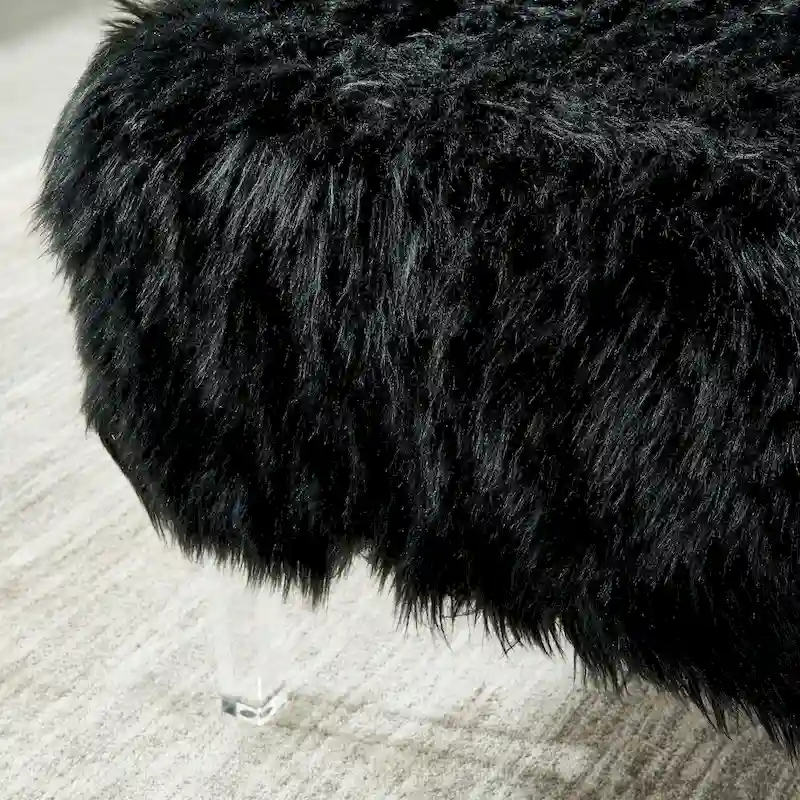 Modern Faux Fur Acrylic Footstool