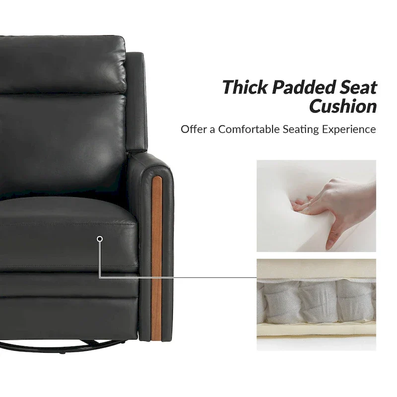 Jaime Modern Genuine Leather Power Rocking Swivel Recliner with Adjustable Headrest and Footrest Set of 2 by HULALA HOME