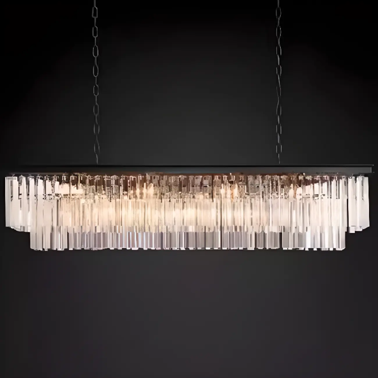 Modern Island Light 2 Tier Transparent Glass in Linear Shape