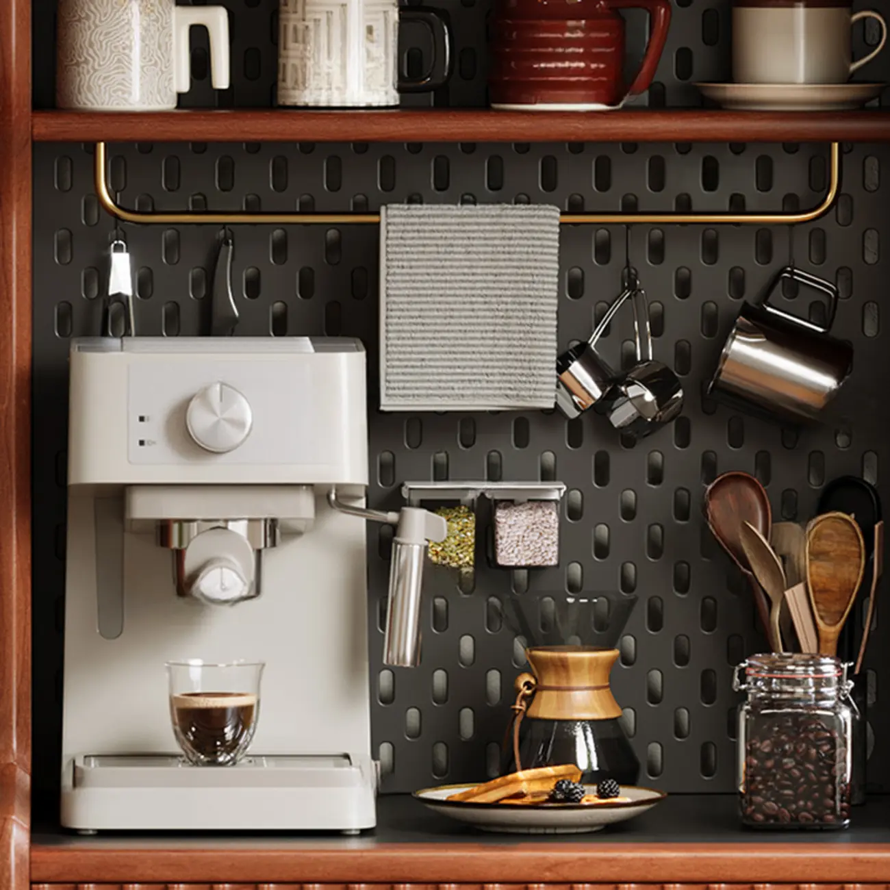 Narrow Brown Marble Countertop Wooden Display Buffet