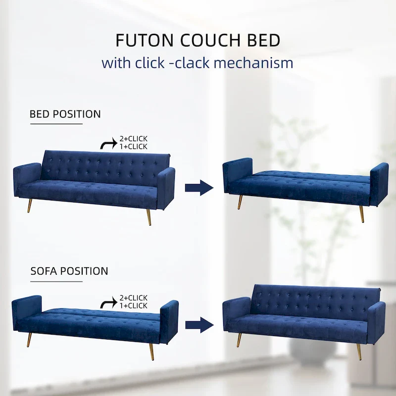 75 Wide Tufted Velvet Convertible Sleeper sofa