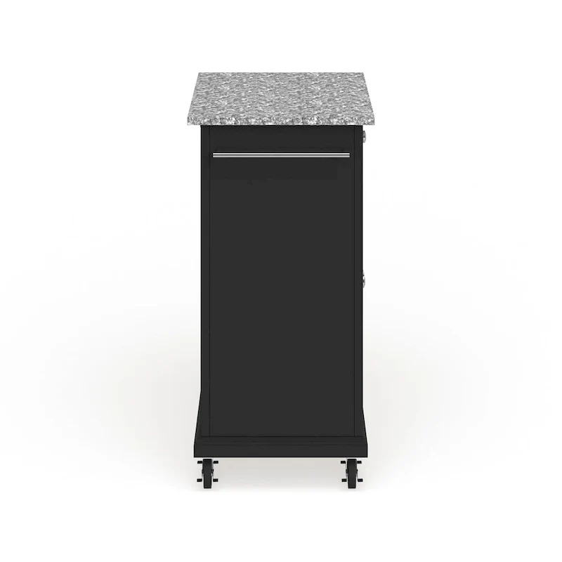 Compact Gray Granite Top Cart/ Island in Black Finish - 18d x 31w x 35.5h