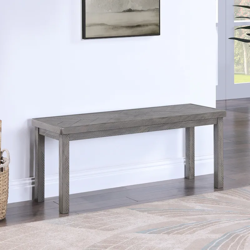 Chevron Pattern 44 Length Wooden Entryway Dining Bench