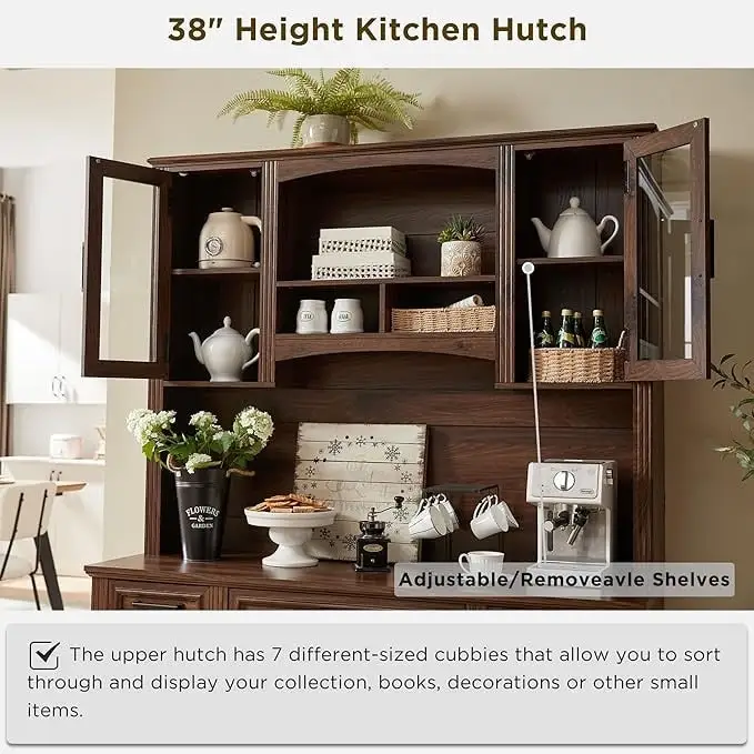 Farmhouse Computer Desk with Hutch,Office Desk with Charging Station