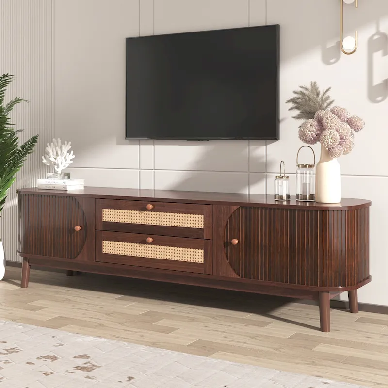 Modern Farmhouse Rattan TV Stand