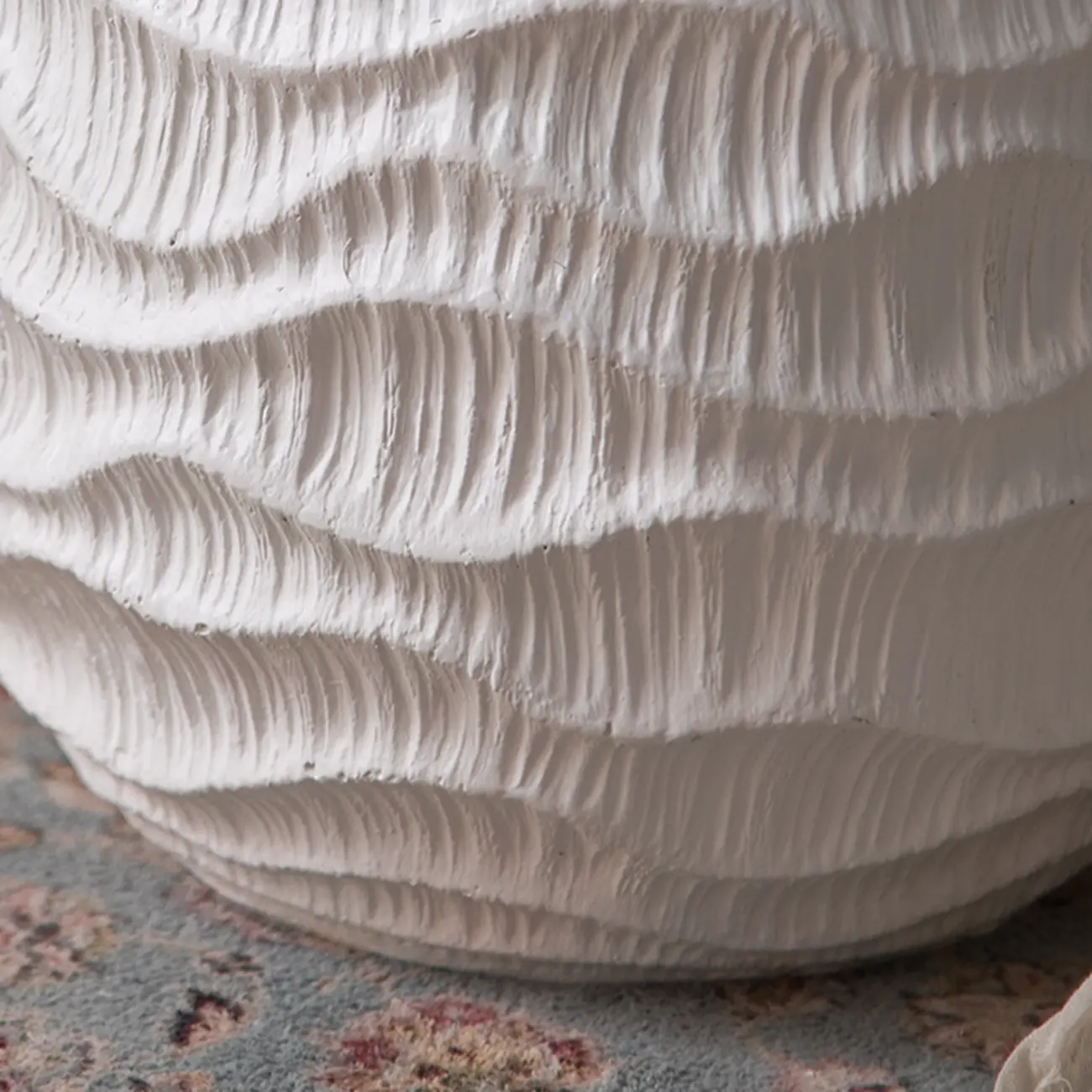 Elegant Drum Design White Wooden Side Table