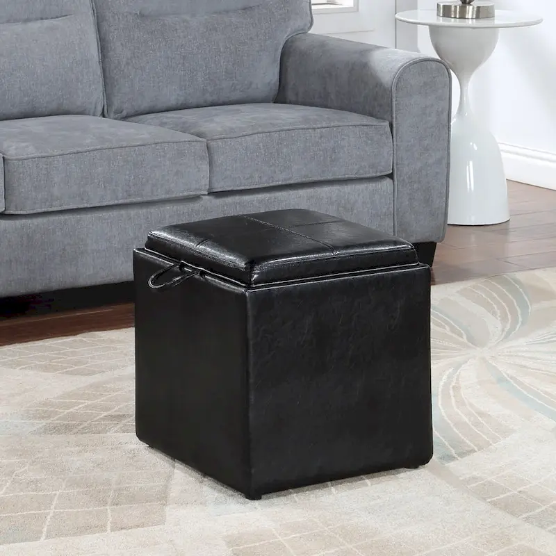 Single Ottoman with Stool and Reversible Tray