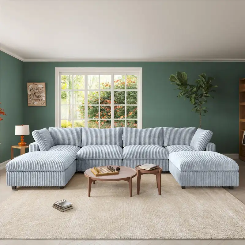 157.48 Modular Sectional Sofa Couch, Modern Deep Seat Sleeper Sofa for Living Room