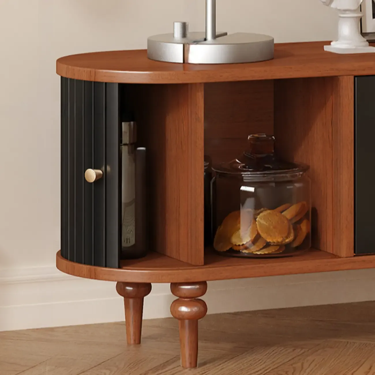 Warm Shaker Wood TV Stand with Cable Management & Light & 4-Cabinet/5 Cabinets/6 Cabinets