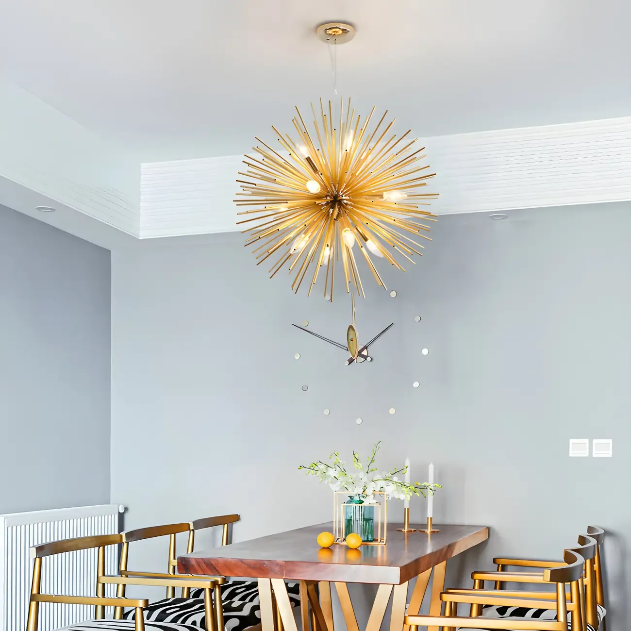 Unique Gold Sputnik Starburst Chandelier Height Adjustable