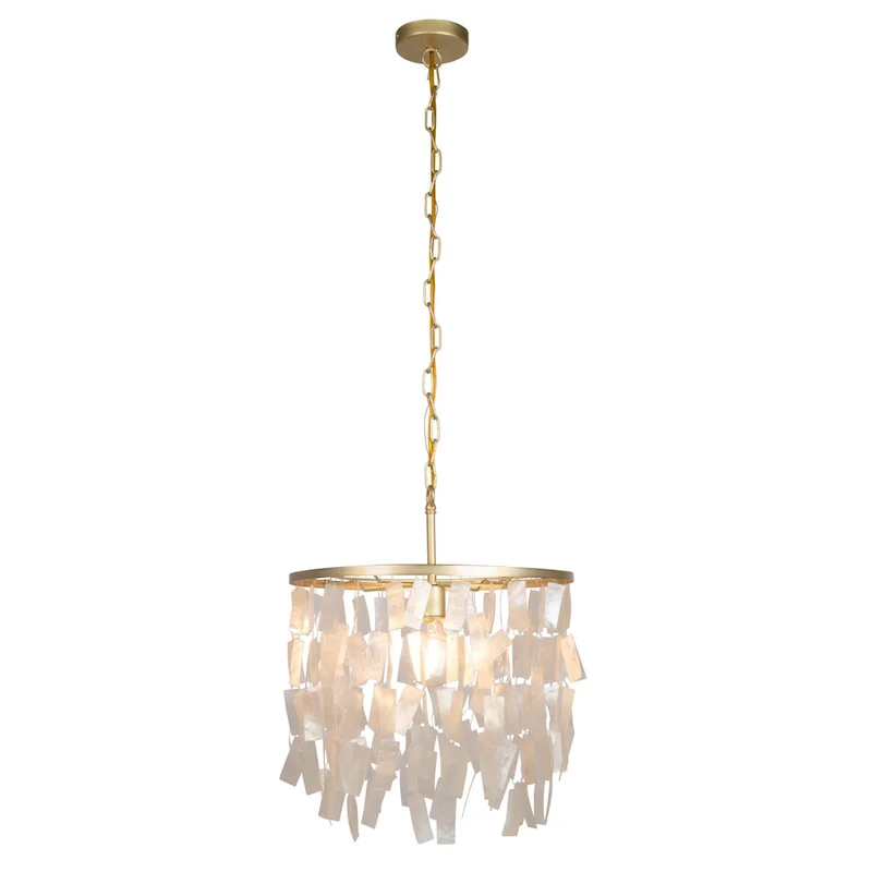 Marina Metal and Natural Capiz Chandelier Style Pendant Ceiling Light