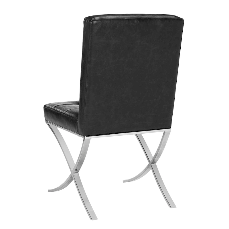 SAFAVIEH Merrilee Glam Black Chrome Tufted Side Chair - 19Wx23Dx35H