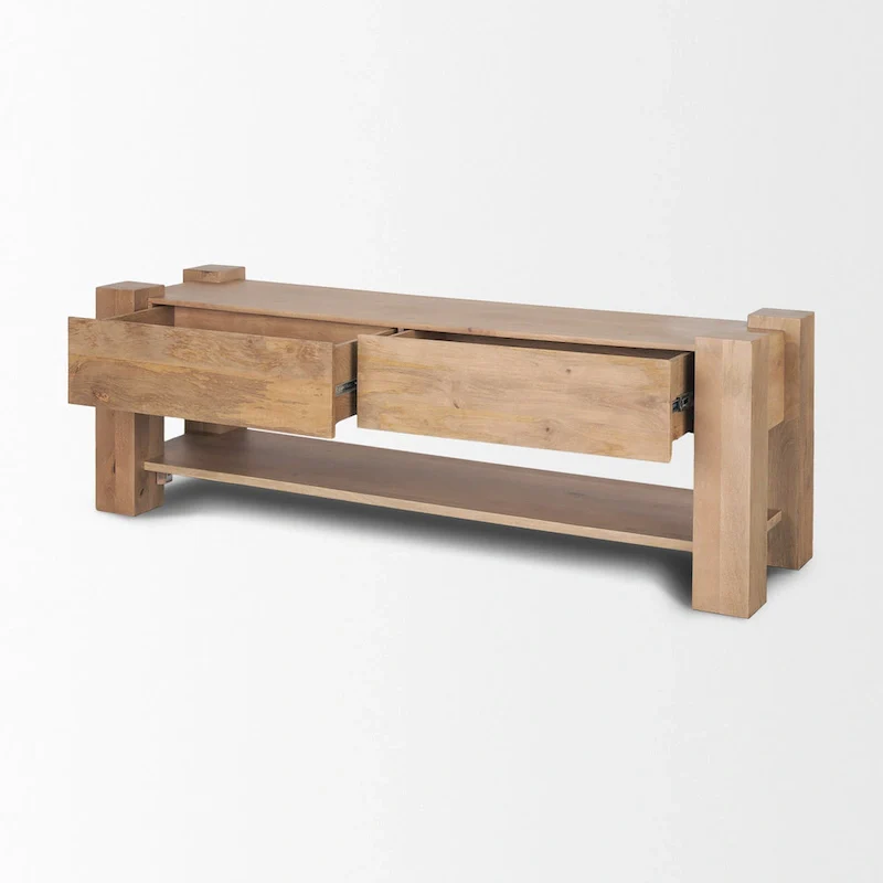 Beth Light Brown Wood Media Console - 70.0L x 20.0W x 24.0H