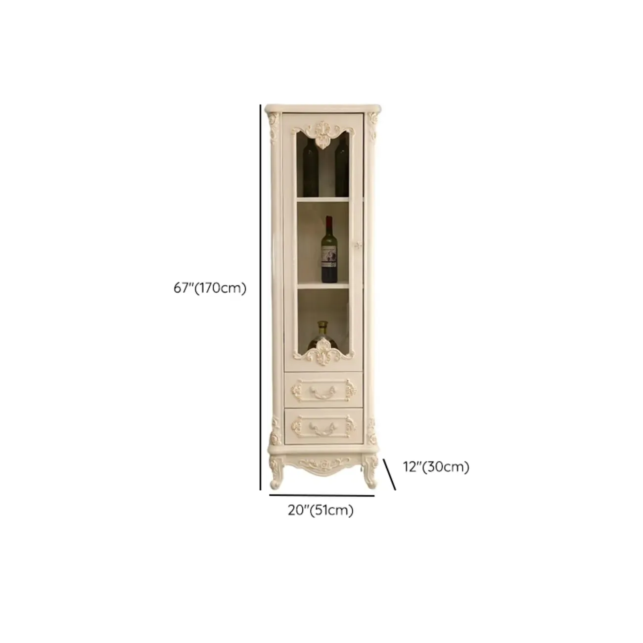 Scandinavian Wooden 2-Drawer Standard Curio Cabinet