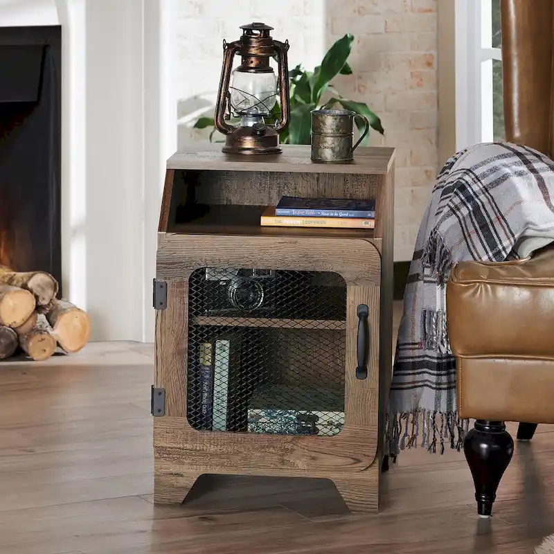 DH BASIC Rustic Oak 16-inch 3-Shelf End Table by Denhour