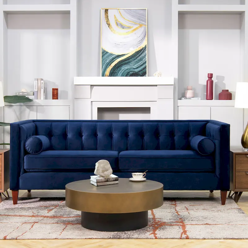 Modern Upholstered Tufted Swallowtail Sofa