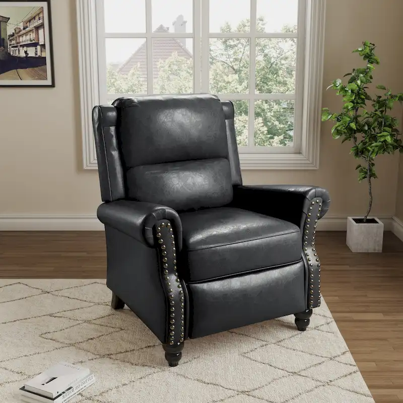 Manual Glider Pushback Recliner Chairs with Nailhead Trim