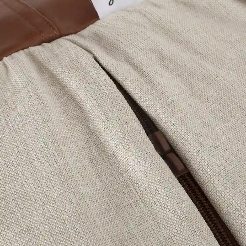 Ohnstad Modern 5 Foot Two Toned Fabric and Faux Leather Bean Bag by Christopher Knight Home