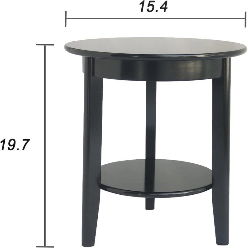 2-Tier End Table Wooden Side Table - 15.35D x 15.35W x 19.69H