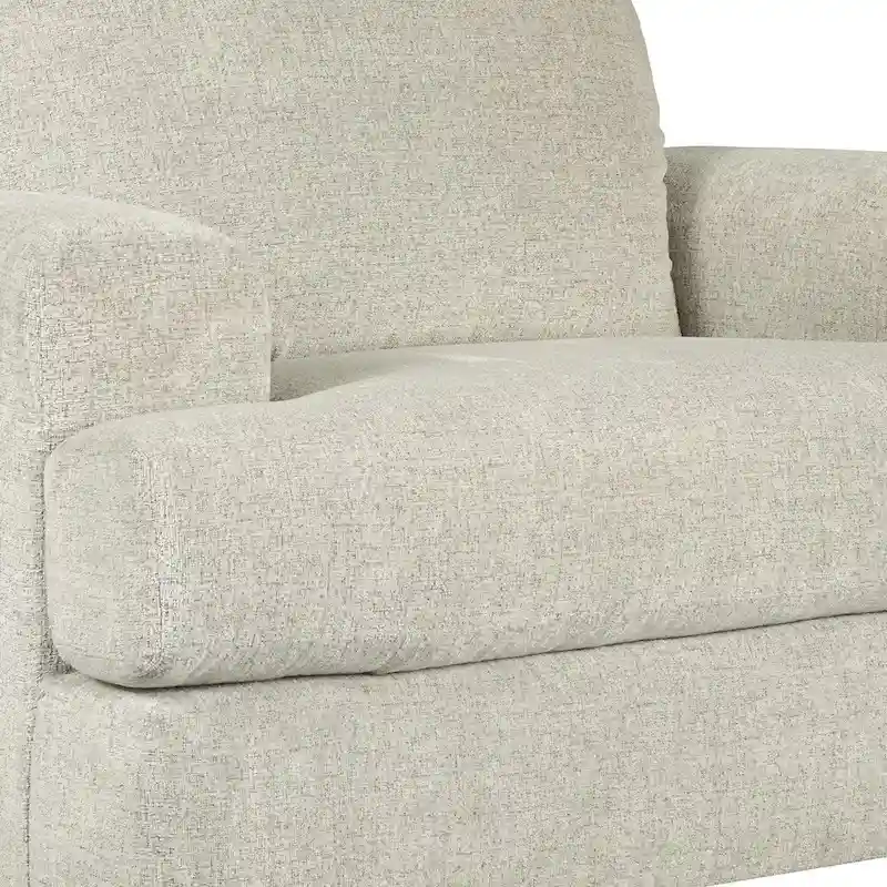 Fabric Upholstered Chair and a Half with T Cushioned Seat, Light Gray