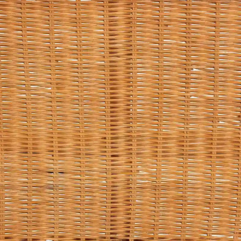 42-Inch Modern Bohemian Natural Rattan Console Table with Half-Moon Top, Scalloped Details for Entryway