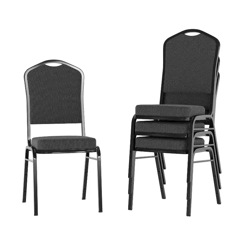 Black Crown Back Stacking Banquet Chair, Set of 4
