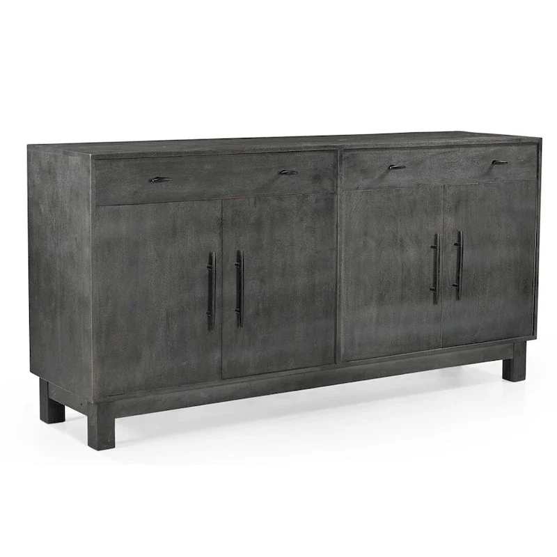 Solid Wood 4 Door Sideboard - Gray