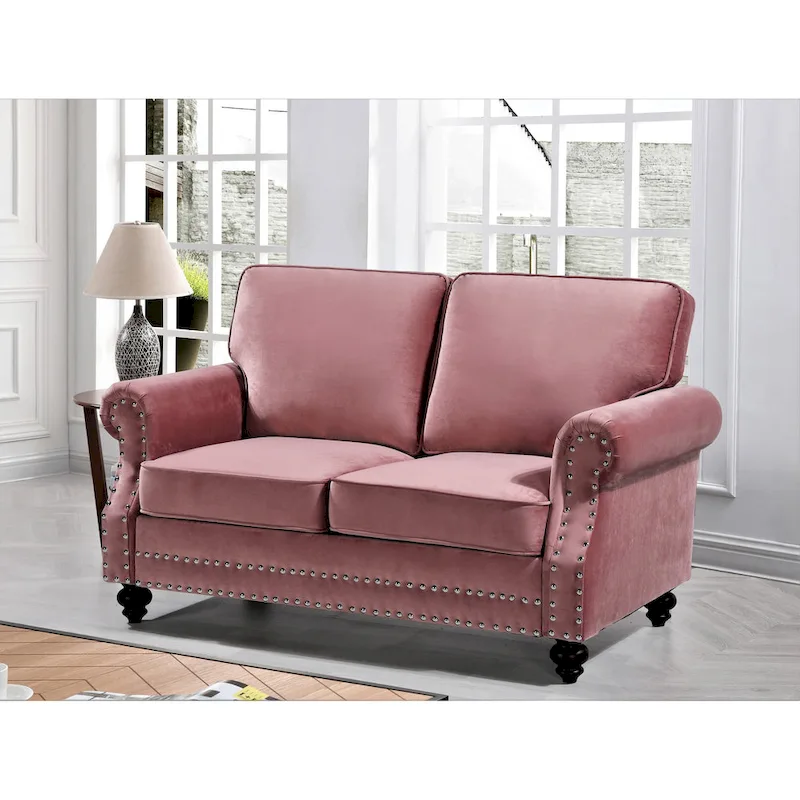 Suffield Velvet Nailhead Loveseat