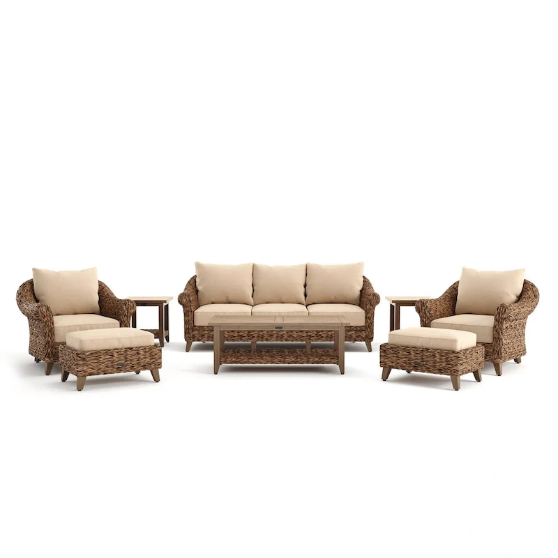 Cayman 8 Piece Sunbrella Seating Set, Heritage Brown