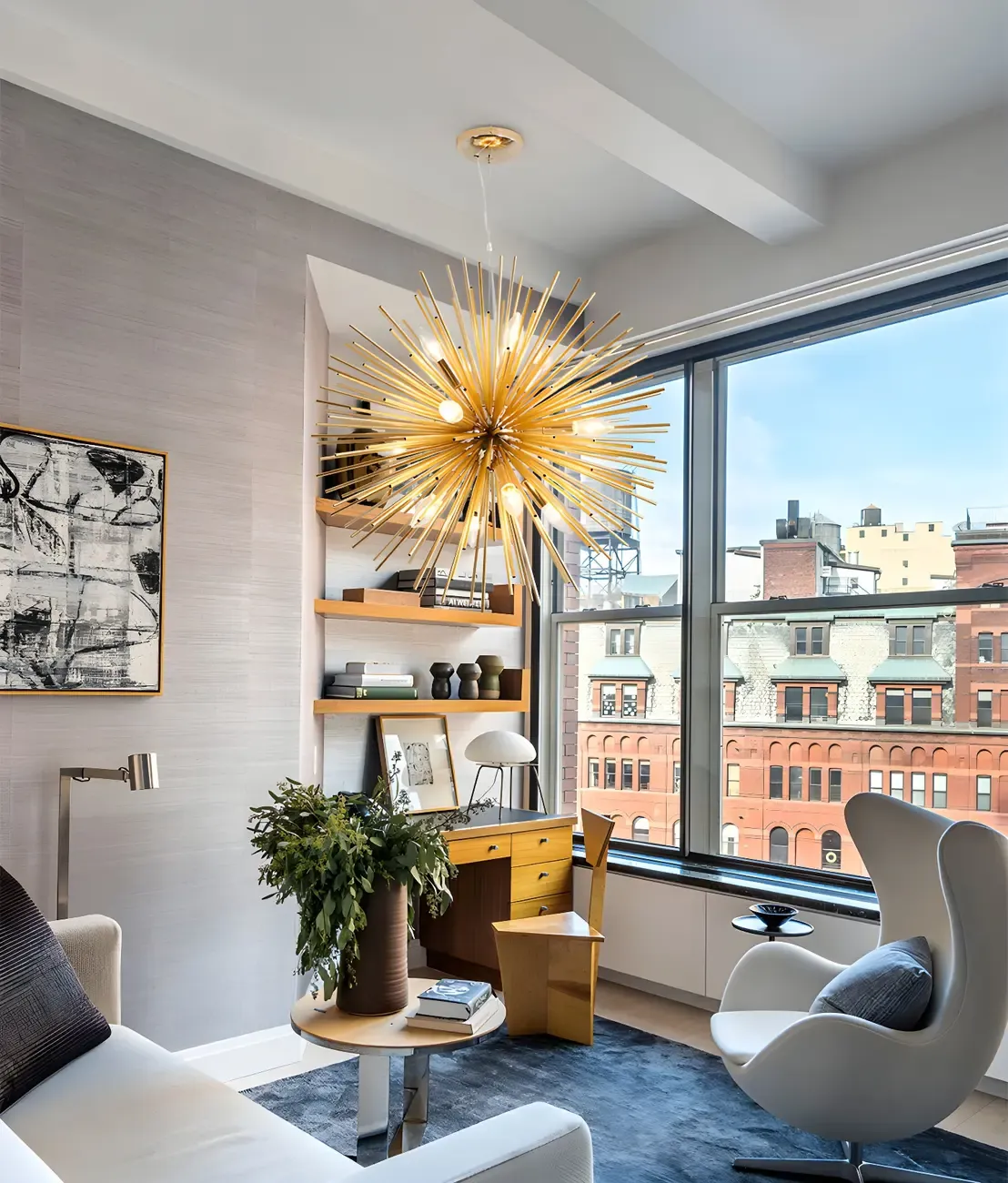 Unique Gold Sputnik Starburst Chandelier Height Adjustable