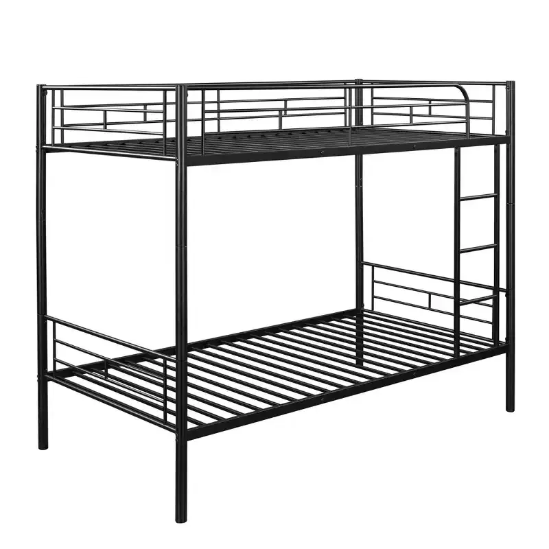 Bellemave Twin Over Twin Metal Bunk Bed, Sturdy Steel Frame, Black Finish, Converts to Two Twin Beds, Heavy-Duty Slats, No Box Spring Needed