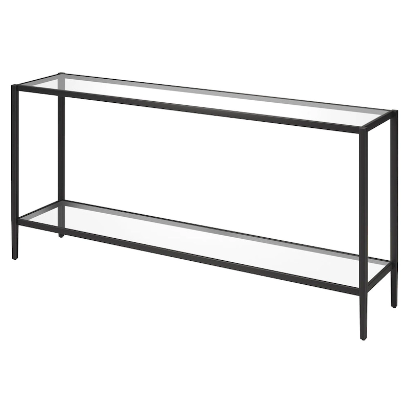 Hera 64 Wide Rectangular Console Table with Glass Shelf - 64 Wide