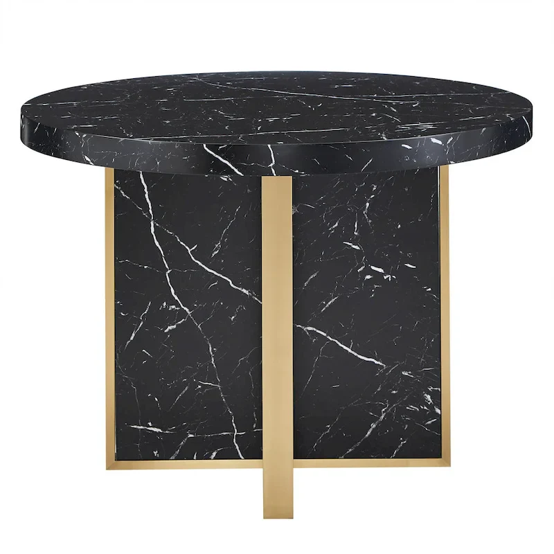 Saki 43 Wide Faux Marble Round Dining Table Set by iNSPIRE Q Modern