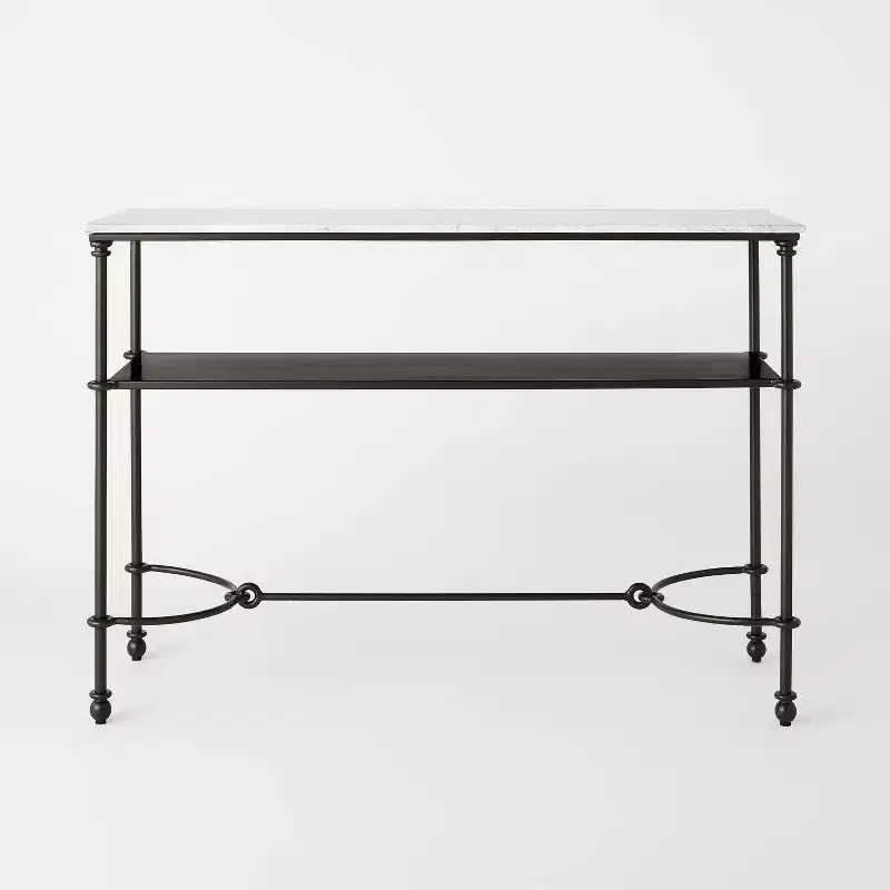 Metal and Marble Console Table with Shelf White Carrara Marble/Dark Bronze - Threshold™ designed with Studio McGee