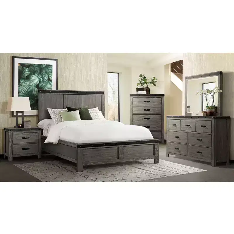 6pc King Montauk Panel Bedroom Set Gray - Picket House Furnishings: Includes Dresser, Chest & Nightstand