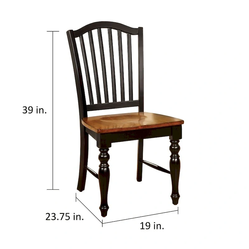 Levole Farmhouse Black Slatted Wood Dining Chairs (Set of 2) by