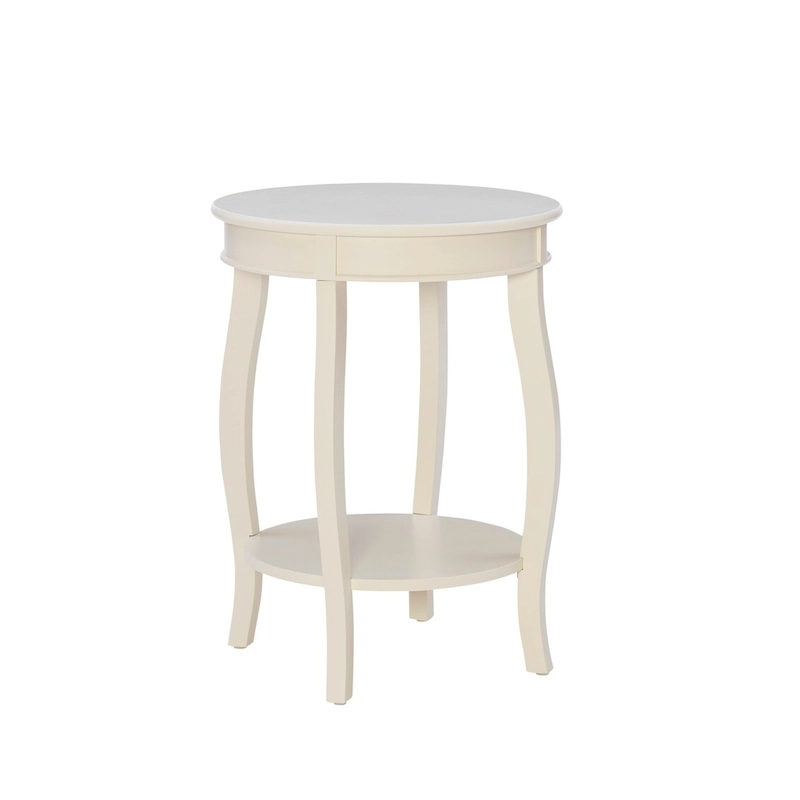 Penelope White Round Table with Shelf