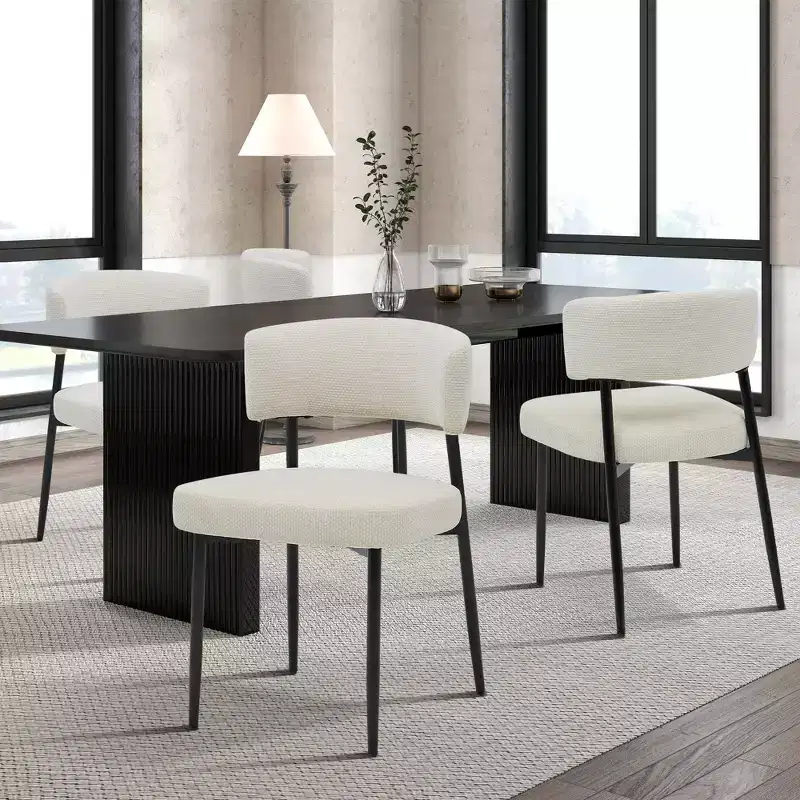 Bestier Modern Armless Office Chairs Set of 4, Upholstered Chairs with Curved Backrest,Sturdy Metal Frame