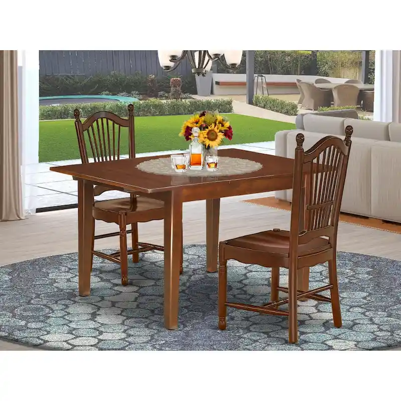 East West Furniture Dining Table Set- A Rectangular Kitchen Table and Kitchen Dining Chairs, Mahogany (Pieces Options)