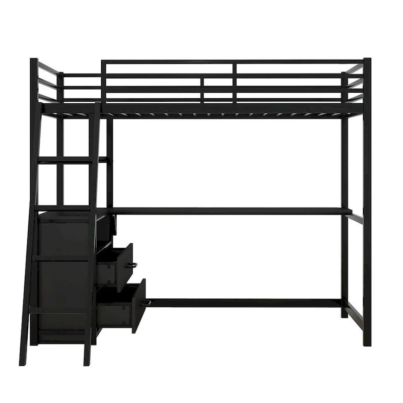 Modern Twin Metal & Wood Loft Bed